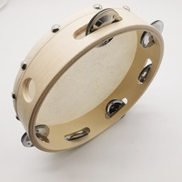 Hand Held Tambourine Drum Bell Wooden Metal Jingles Percussion Instruments Educational Toy for Children Perform