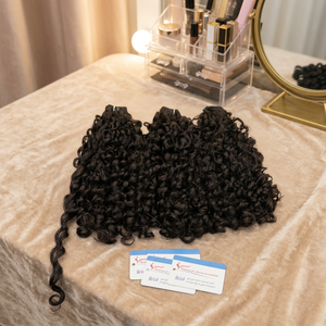 สินค้าขายดี ชุดผมต่อแบบเส้นตรงสีดำ รุ่น Black Steam Pixie Curly Raw Hair ไม่หลุดร่วง ไม่พันกัน - Product Image 1