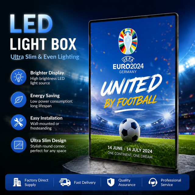 Rectangle Aluminum LED Ultra-Thin Light Box Pull-Frame Wall-Mounted Illuminated Billboard Poster Menu Display Illustration