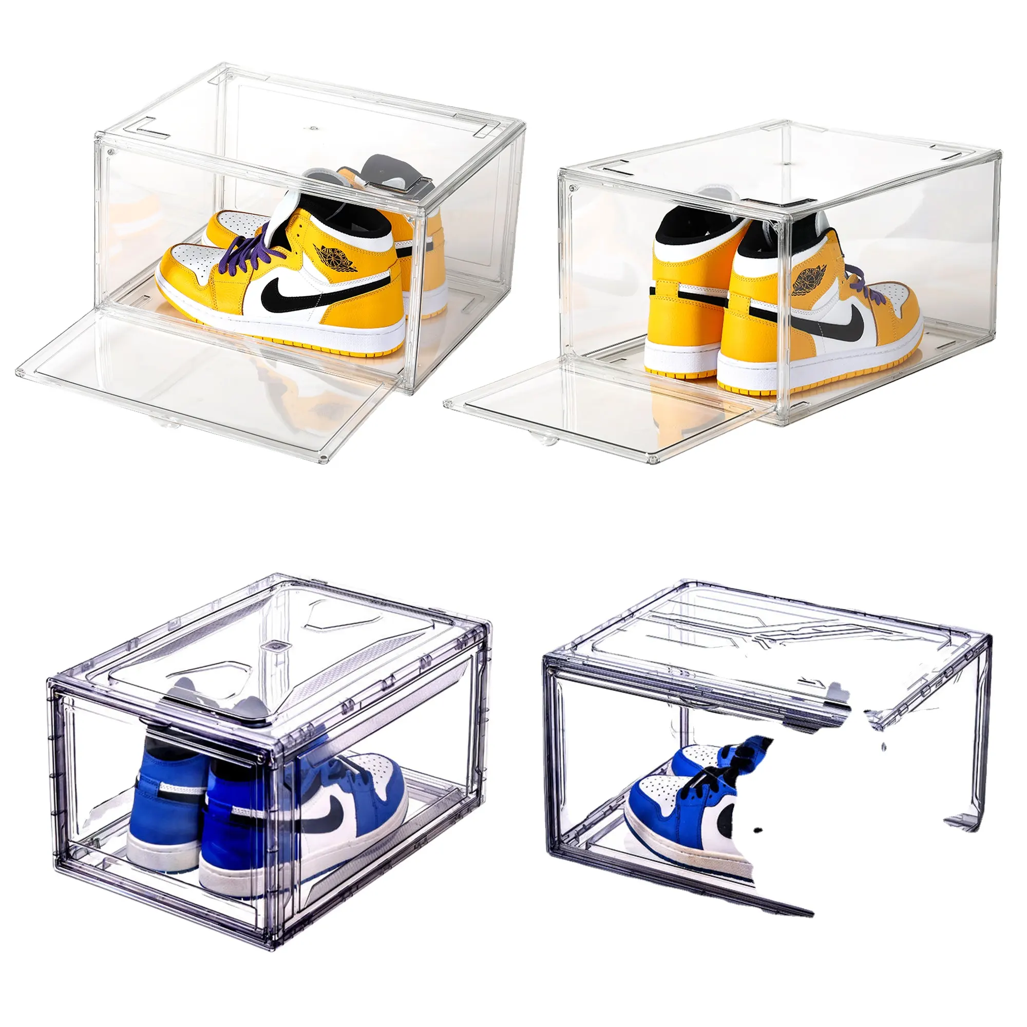 Transparent storage shoe box display cabinet for container clear custom side front sneaker plastics acrylic shoe box storage