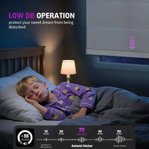 Stores de fenêtre automatiques avec télécommande Stores filtrants à rouleau électrique Fonctionne avec Google Home Alexa 70% Blackout - Product Image 4