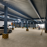 Bâtiment de stationnement contemporain en structure acier pour l'intégration de parkings multi-niveaux dans les villes intelligentes