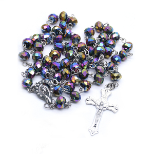 Collar de Rosario con Cruz de <span class=keywords><strong>Crucifijo</strong></span> Cristiano Católico, Cuentas de Cristal y Cristales de Estrás, <span class=keywords><strong>para</strong></span> Boda, Unisex - Product Image 6
