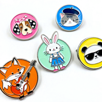 En gros, badges promotionnels personnalisés en alliage de zinc moulé sous pression, épingles de revers en émail souple à motif de dessin animé et animaux mignons