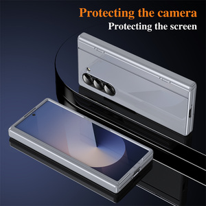 Chiusura a cerniera laccata lucida custodia per cavalletto rigido per Samsung Galaxy Z piega 6 5/piega 3 4 con vetro temperato - Product Image 3