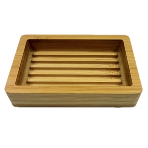 Porte-savon en bambou rectangulaire 12,8x8x2,5cm, design minimaliste pour salle de bain, maison, hôtel - Product Image 1