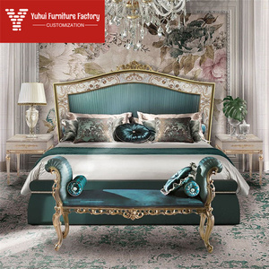 <span class=keywords><strong>Letto</strong></span> Matrimoniale di Lusso Europeo in <span class=keywords><strong>Legno</strong></span> Massello, <span class=keywords><strong>Intarsiato</strong></span> a Conchiglia in Stile Italiano, con Intaglio Floreale Originale Francese, per Villa - Product Image 2
