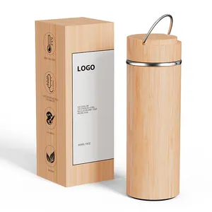 Eco-friendly Bamboo Thermos Vacuum Flask Insulated Vaccum Stainless Steel Thermal Coffee Tea Water Flask Bamboo Bottle Water