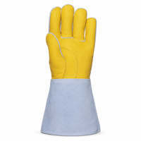 Gants de soudage industriels en cuir de vachette rayonne PFR aluminisé réfléchissant la chaleur, paume en cuir, coutures en Kevlar, manchette longue de 35 cm