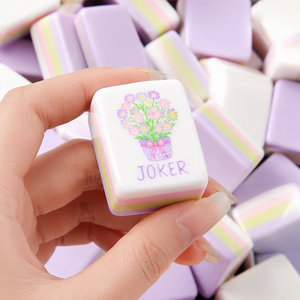 Juego de Fichas de Mahjong Americanas de Acrílico Rosa y Morado de 4 Capas Personalizadas, Grabadas con Impresión UV, Portátiles, Marblizadas, <span class=keywords><strong>Funway</strong></span> MJ08 - Product Image 2
