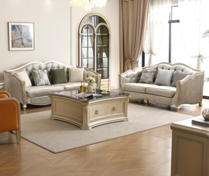 American Style Luxury Fabric <b>Sofa</b>, Modern Simple Solid Wood Carving <b>Sofa</b>,French Villa Style Living Room Customized Furniture - Product Image 1