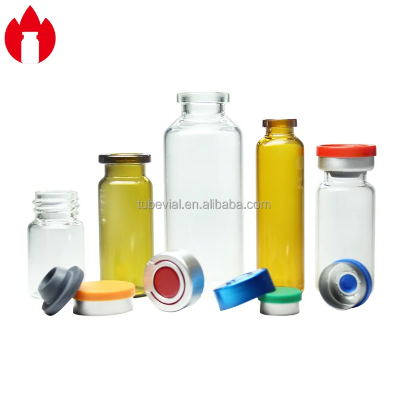 Frasco medicinal para injeção de vidro, 2ml/5ml/7ml/8ml/15ml/10ml/20ml/30ml âmbar, frasco de vidro transparente, frasco medicinal para injeção