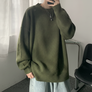 Pull en tricot simple et basique pour homme Coupe ample Col rond IS-TS91 - Product Image 1