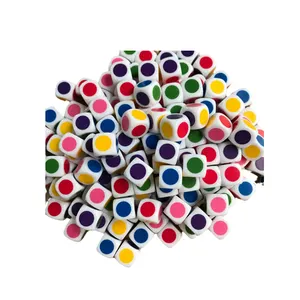 16毫米丝网印刷图案教学塑料立方体散装彩色16毫米六面定制印刷骰子