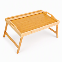 Plateau de service pliable en bambou avec support pour téléphone, idéal pour le petit-déjeuner, les boissons, les repas et l'utilisation d'un ordinateur portable dans le salon