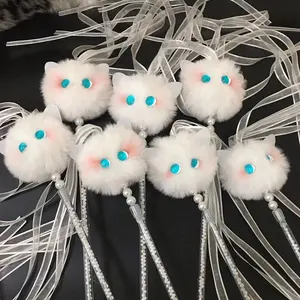 Heyri Pet Pompom cute design cat teaser toy hot selling kitten toys interactive with bell cheap pet shop cat toy for indoor cats