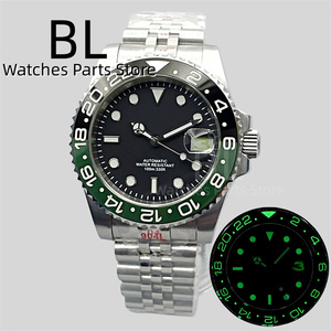 BLIGER 40MM <span class=keywords><strong>Diver</strong></span> orologio da uomo NH35 movimento verde data luminosa nero/verde lunetta in ceramica con cinturino in acciaio spazzolato in vetro zaffiro - Product Image 1