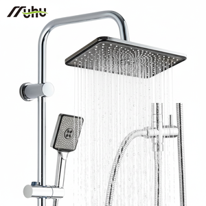 Fabricants d'accessoires de salle de bain OEM/ODM – <span class=keywords><strong>Kit</strong></span> de <span class=keywords><strong>douche</strong></span> surélevé en acier inoxydable brossé avec pommeau de <span class=keywords><strong>douche</strong></span> et flexible - Product Image 1