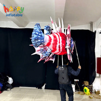 Marionnette géante gonflable en forme de poisson pour défilé, marionnette gonflable d'animal marin avec perches de contrôle pour spectacle de rue