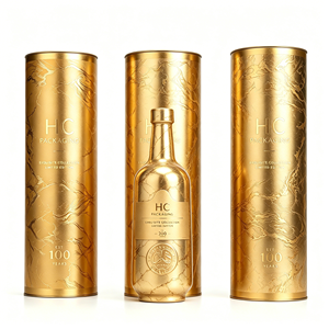 Luxury Gold Foil Rigid Cardboard Round Cylinder Tube Box for Wine Whiskey Champagne <b>Spirit</b> Packaging Custom Logo Manufacturer - Product Image 3