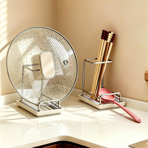 304 Stainless Steel <b>Pot</b> <b>Lid</b> Rack Minimalist Design Multi Function Kitchen Countertop Organizer - Product Image 2