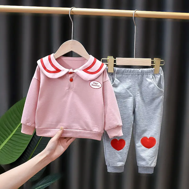 Wholesale Baby Girl Autumn Spring Cotton Clothing Sets Wholesale Toddler Kids Fall Clothes Set
