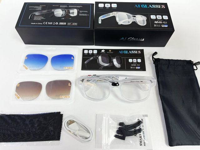 2026 AIMB-G3 AI Smart Glasses 8MP Camera 1200P Video for 16GB WIFI Transfer ChatGPT Anti-blue Light Audio Sunglasses IP67