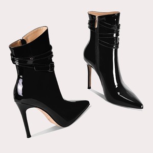 Nouvelles <span class=keywords><strong>bottines</strong></span> noires pour femmes avec sangle à boucle, talons aiguilles, style punk chic, petite taille - Product Image 3