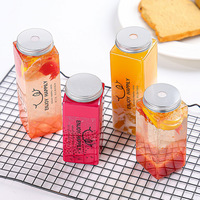 Bouteille de boisson en plastique de 500 ml en gros personnalisée, gobelet en plastique avec bouchon en aluminium, bouteille de jus en plastique carrée, bouteille de lait en plastique, jus de fruits