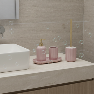 Home Decor <strong>Ceramic</strong> Bathroom <strong>Accessories</strong> Set Baby Pink Set Bathroom <strong>Accessories</strong> Use for <strong>Bath</strong> and Hotel - Product Image 2