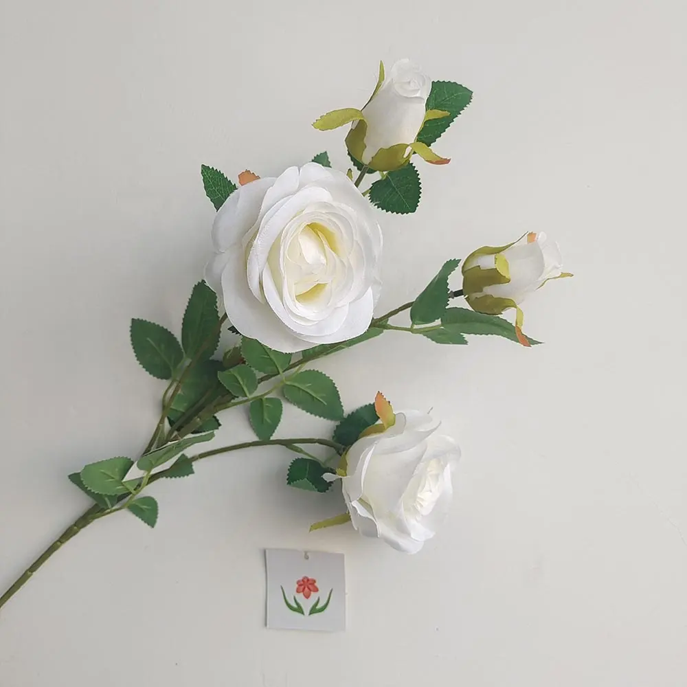 FC2410 थोक शादी सफेद गुलाब रेशम फूल सजावट कृत्रिम व्यवस्था के लिए गुलाब