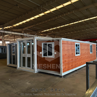 Maison conteneur extensible à double aile de 30 pieds, villa modulaire préfabriquée en acier, 2 chambres, mini-maison portable pour hôtel, camping et habitation