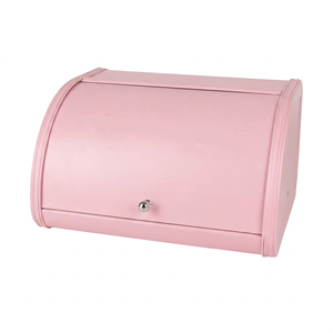 Caja de Pan Metálica Rosa Vintage con Tapa Abatible, Contenedor de Almacenamiento de Alimentos a Prueba de Polvo, Organizador de Cocina - Product Image 1