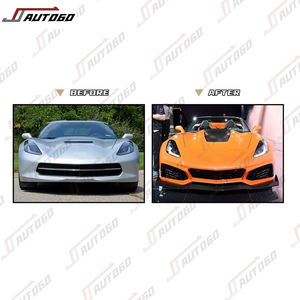Kit de carrosserie de conversion de modification automatique pour <span class=keywords><strong>Corvette</strong></span> C7 <span class=keywords><strong>2014</strong></span> 2015 2016 2017 2018 2019 Mise à niveau vers l'assemblage de lèvre de pare-chocs avant ZR1 - Product Image 2
