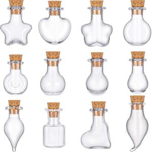 Mini bouteilles en verre, flacons de sorcellerie en verre, bouchon en liège, bouteille à vœux transparente, bouteille porte-bonheur, bouteille flottante, petits pots - Product Image 1