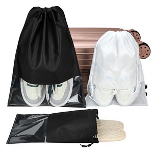 Sac à chaussures en polyester non tissé de qualité supérieure avec cordon de serrage, fenêtre transparente, respirant, léger, pliable, résistant à l'eau - Product Image 1