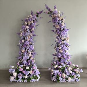 ซุ้มดอกไม้รูปแตร M-HOA060 ฉากหลังงานแต่งงาน ซุ้มดอกกุหลาบ ซุ้มดอกไม้ผ้าไหม สำหรับตกแต่งงานแต่งงาน - Product Image 1