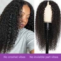 Zxwxj — perruque v-part en cheveux naturels bouclés, cheveux rugueux, sans colle, partie fine, mélange de cheveux avec votre propre naissance de cheveux