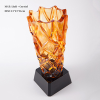 Jadevertu Nouveauté Vase en cristal de verre de table grand et luxueux de style traditionnel avec technique de pâte de verre pour la décoration de la maison