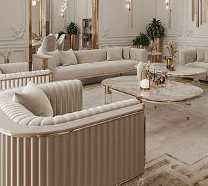 أريكة غرفة معيشة فاخرة حديثة من المخمل الراقية - Product Image 5