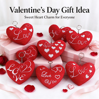 Porte-clés en peluche cœur rouge de 12 cm, brodé avec une lettre d'amour, cadeau de Saint-Valentin, breloque de sac en peluche, vente en gros