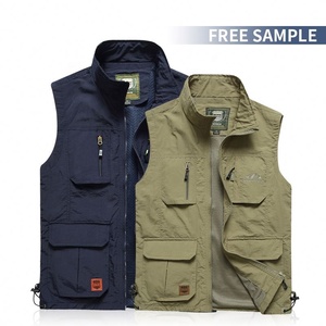 Personnalisé été hommes coupe-vent respirant 100% Nylon Cargo fermeture éclair multi-poches vêtements d'extérieur gilet - Product Image 5