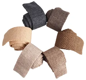 Linen Knitted Ties Fashion Skinny Narrow Slim Knitting High Quality 100% Linen Neck Ties For Men