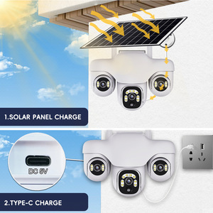Cámara de Seguridad Solar 4G con Wifi, 12MP, V380pro, 3 Lentes, 3 Pantallas, 3 PTZ, Panel Solar de 8W, Detección Humana, IP66 Impermeable - Product Image 6