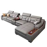 Canapé d'angle en cuir moderne et luxueux, personnalisable, avec rangement multifonctionnel, ensemble de meubles de salon