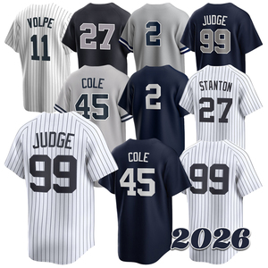 Camiseta de Béisbol Cosida para Hombre, Número 2 Derek Jeter, 99 Aaron Judge, 11 Anthony Volpe, 45 Gerrit <span class=keywords><strong>Cole</strong></span>, 27 Giancarlo Stanton, Tallas S-3XL - Product Image 1