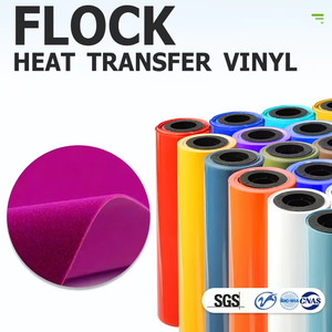 Rollo de vinilo de transferencia de calor <span class=keywords><strong>Flock</strong></span> 3D Velvet Green <span class=keywords><strong>Flock</strong></span> 0,8mm Flex Mix Colors Transferencia de calor para camisetas Film - Product Image 5