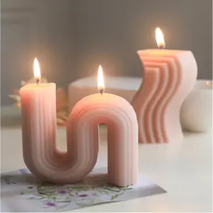 Simple Line Shape Silicone Candle Mold Geometric Shape Candle Mould for Home Decoration