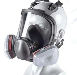 Masker Gas api CE Promosi pabrik masker gas wajah penuh respirator Kimia dengan filter ganda