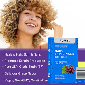 โรงงานผลิตแผ่นอมบำรุงผมและเล็บสูตรวีแกนเพื่อสุขภาพ ลดเลือนริ้วรอย ผิวกระจ่างใส ด้วยไบโอตินและคอลลาเจน ราคาโรงงาน (OEM/ODM) - Product Image 2